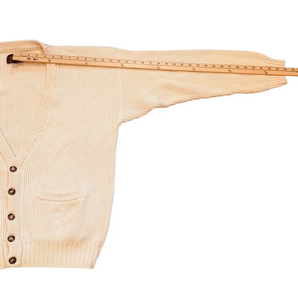 Vintage Eddie Bauer Sweater Mens Large Cream Cardigan Knit Button Front Grandpa - Picture 8 of 8